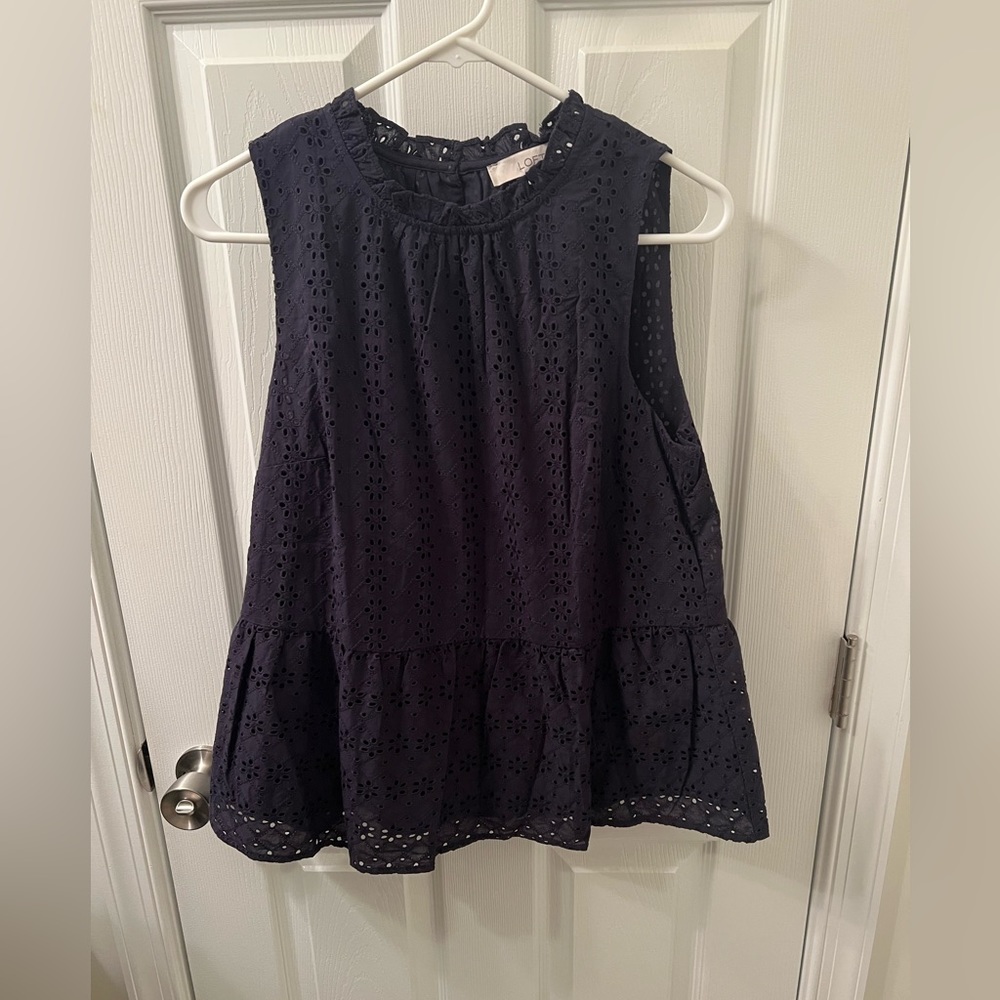 Ann Taylor peplum lace tank top